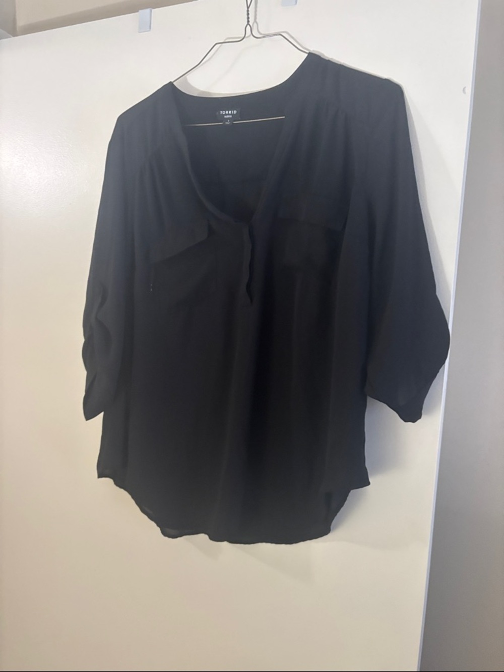 torrid Black V-Neck Flowy Pullover Blouse